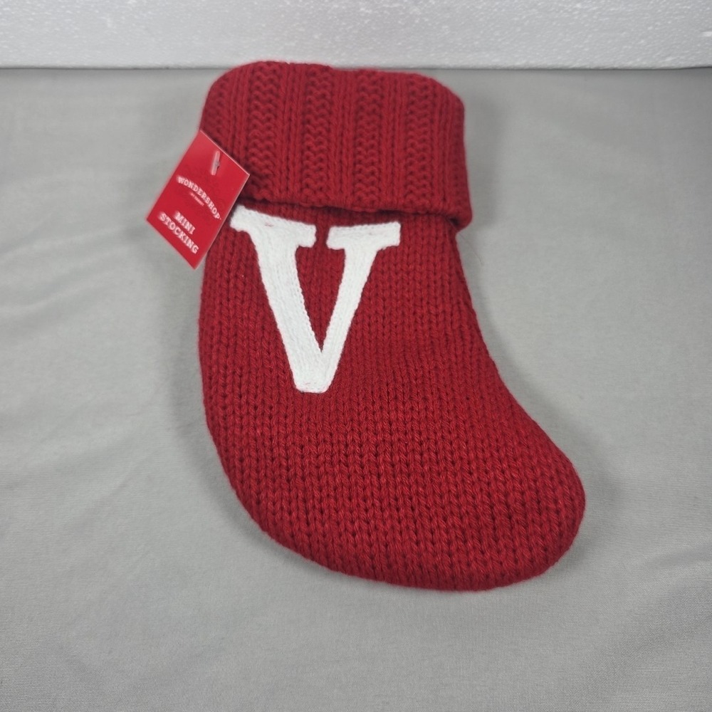 Letter V Wondershop Monogram Mini Christmas Stocking Initial Red Knit Target